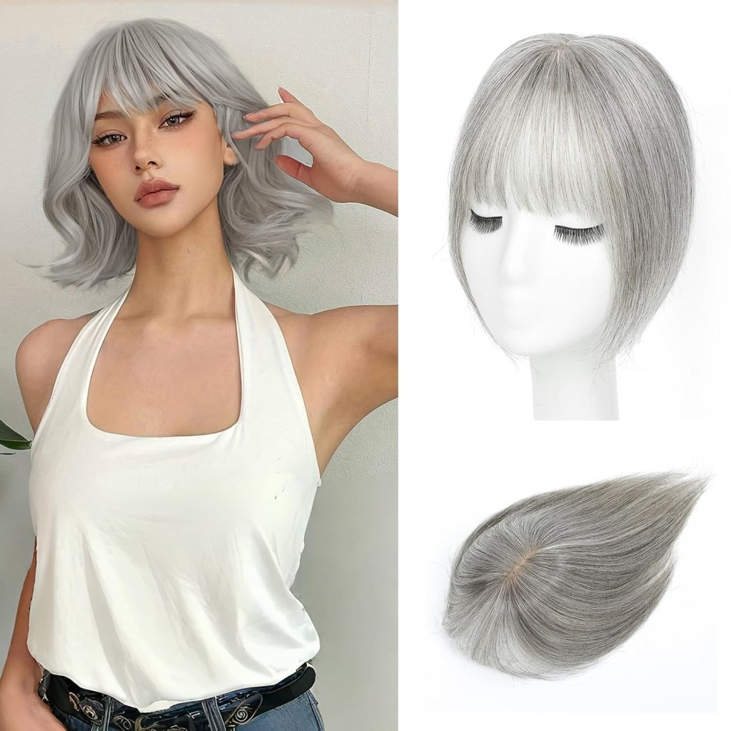 Hair Toppers for Women Real Human Hair 360°3D Bangs Hair Clip with Thinning Hair Realistic Scalp Line Hair Topper - Wigtrends