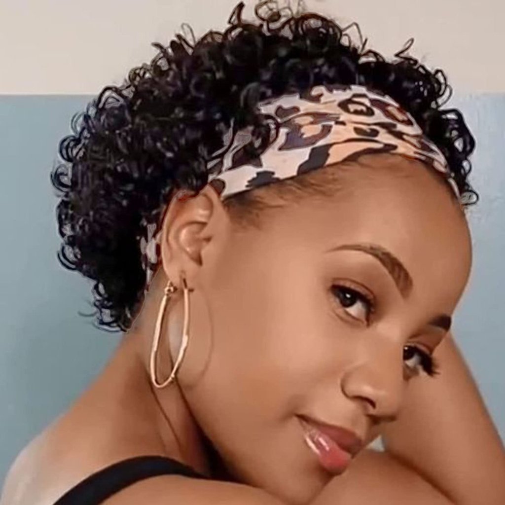Headband Wig Human Hair Wigs for Black Women Pixie Cut Wig Short Curly Wig - Wigtrends