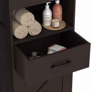 Homhedy 67" H Tall Bathroom Storage Cabinet with 2 Barn Doors and 1 Drawer, Narrow Storage Unit, Adjustable Shelves, Floor Cabinet for Bathroom, Living Room, Entryway, Kitchen, White, (15.7" W) - Wigtrends