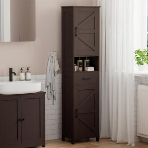 Homhedy 67" H Tall Bathroom Storage Cabinet with 2 Barn Doors and 1 Drawer, Narrow Storage Unit, Adjustable Shelves, Floor Cabinet for Bathroom, Living Room, Entryway, Kitchen, White, (15.7" W) - Wigtrends