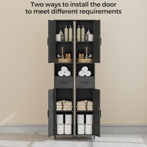 Homhedy 67" H Tall Bathroom Storage Cabinet with 2 Barn Doors and 1 Drawer, Narrow Storage Unit, Adjustable Shelves, Floor Cabinet for Bathroom, Living Room, Entryway, Kitchen, White, (15.7" W) - Wigtrends