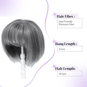 Human Hair Pieces Short Bob Hair Toppers with Bangs Side Part Hair - Wigtrends