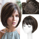 Human Hair Pieces Short Bob Hair Toppers with Bangs Side Part Hair - Wigtrends