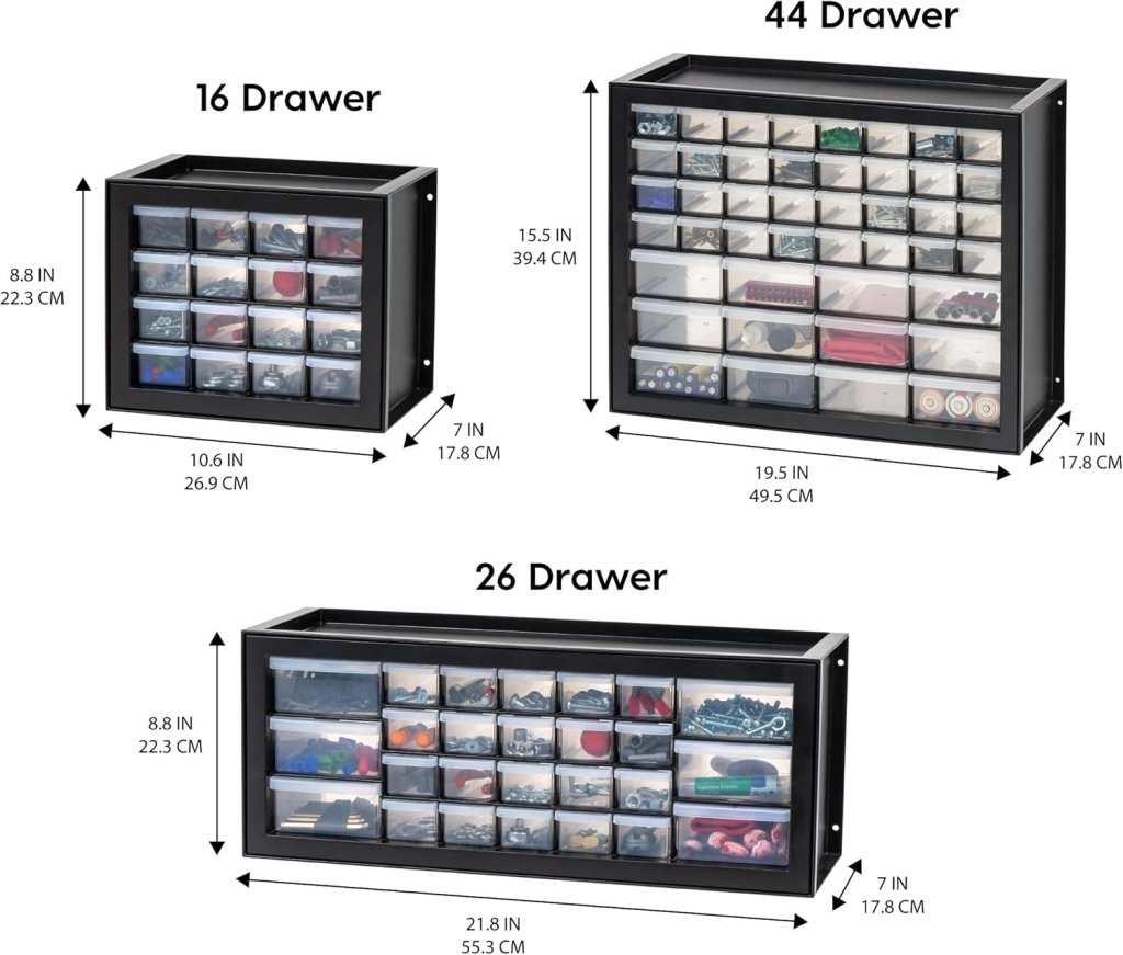 IRIS USA Screw Tool Organizer Small Parts Cabinet Chest, 44 - Drawer Hardware Electronics Nuts Bolts Storage Drawers Organization Toolbox Garage Craft Business Teacher Beads Scrapbook Art Hobby - Black - Wigtrends