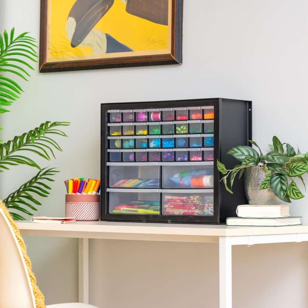 IRIS USA Screw Tool Organizer Small Parts Cabinet Chest, 44 - Drawer Hardware Electronics Nuts Bolts Storage Drawers Organization Toolbox Garage Craft Business Teacher Beads Scrapbook Art Hobby - Black - Wigtrends