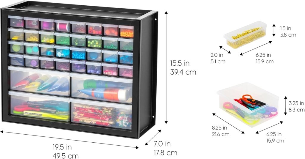 IRIS USA Screw Tool Organizer Small Parts Cabinet Chest, 44 - Drawer Hardware Electronics Nuts Bolts Storage Drawers Organization Toolbox Garage Craft Business Teacher Beads Scrapbook Art Hobby - Black - Wigtrends