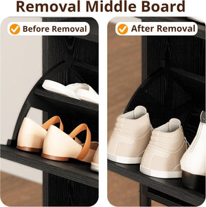 IRONCK Shoe Cabinet Storage with 2 Flip Drawers, Free Standing Wooden Shoe Storage Organizer Cabinet with Rattan Doors for Entryway, Narrow Shoe Rack Cabinet, Oak - Wigtrends