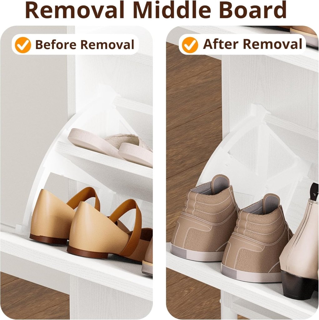 IRONCK Shoe Cabinet Storage with 2 Flip Drawers, Free Standing Wooden Shoe Storage Organizer Cabinet with Rattan Doors for Entryway, Narrow Shoe Rack Cabinet, Oak - Wigtrends