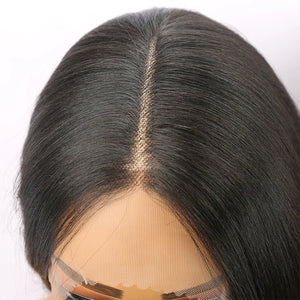 Jet Black Long Straight Synthetic Lace Front Wig - Wigtrends