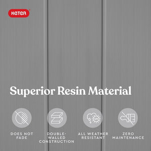 Keter Premier Tall 4.6 x 5.6 ft. Resin Outdoor Storage Shed with Shelving Brackets for Patio Furniture, Pool Accessories, and Bikes, Grey & Black - Wigtrends