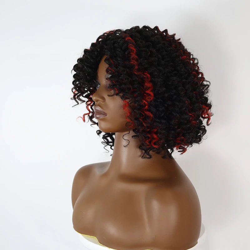 Kinky Curly Wig Synthetic Short Hair Lace Front Wig - Wigtrends