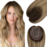 Large Base Hair Topper Virgin Real Hair Topper Balayage ColorWigs Hair PieceWigs Hair Piece - Wigtrends