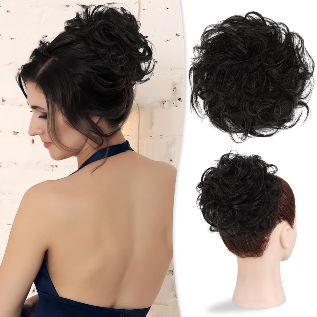 Large Messy Bun Hair Piece 100% Human Hair Layered Wavy Curly Hair Buns Hair Piece wigs - Wigtrends