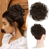 Large Messy Bun Hair Piece 100% Human Hair Layered Wavy Curly Hair Buns Hair Piece wigs - Wigtrends