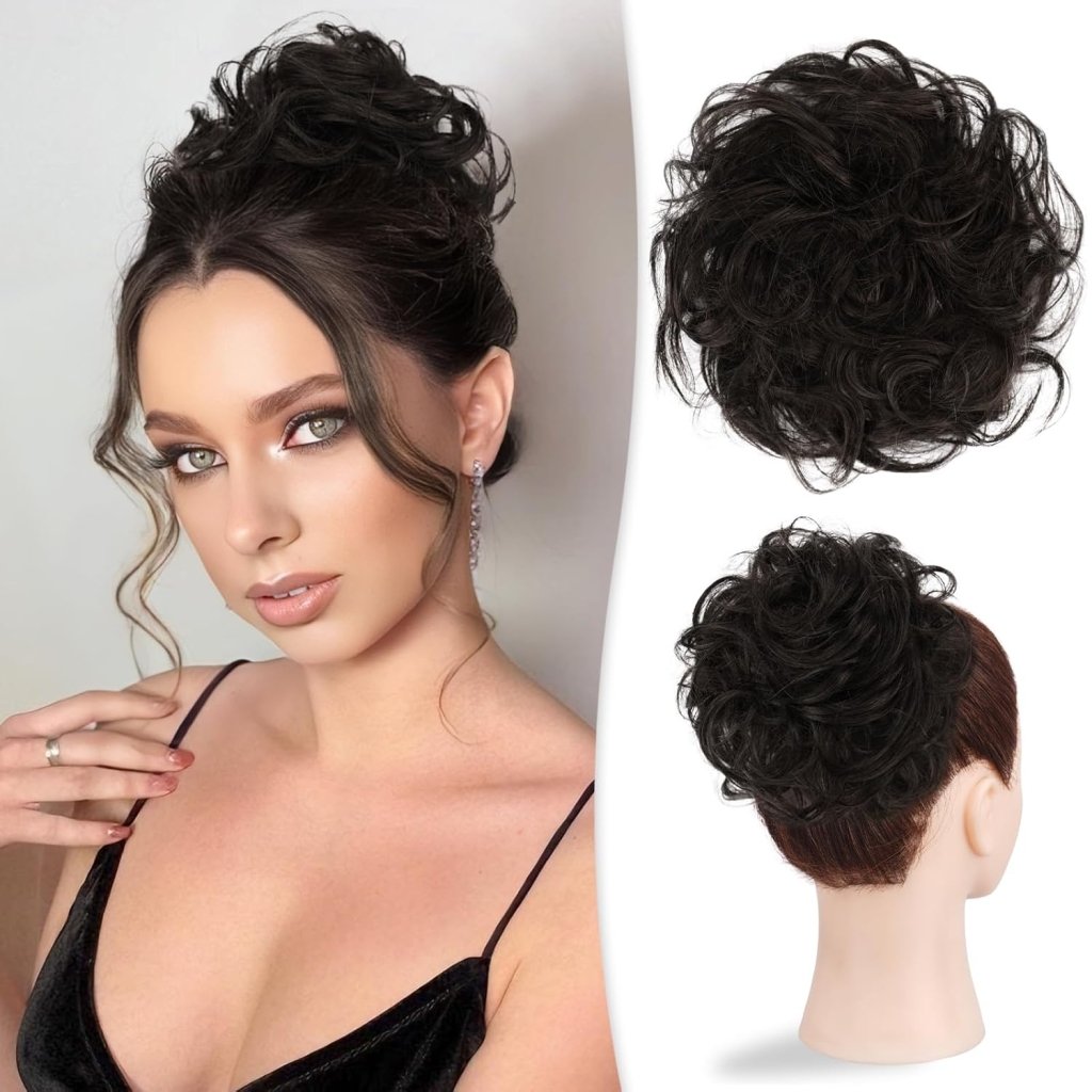 Large Messy Bun Hair Piece 100% Human Hair Layered Wavy Curly Hair Buns Hair Piece wigs - Wigtrends