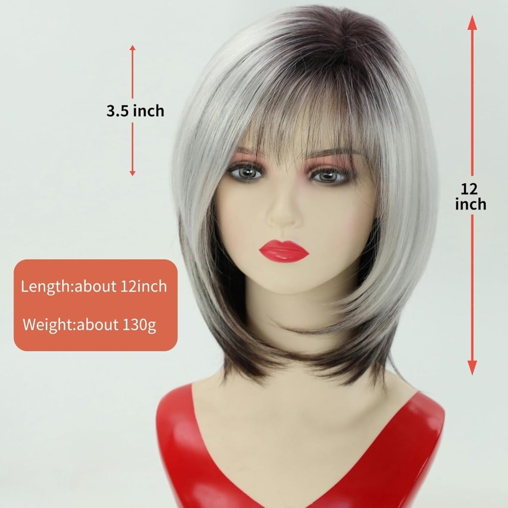 Layered Blonde Bob Wigs for White Women with Bangs Straight Short Hair Wig human hair wigs - Wigtrends