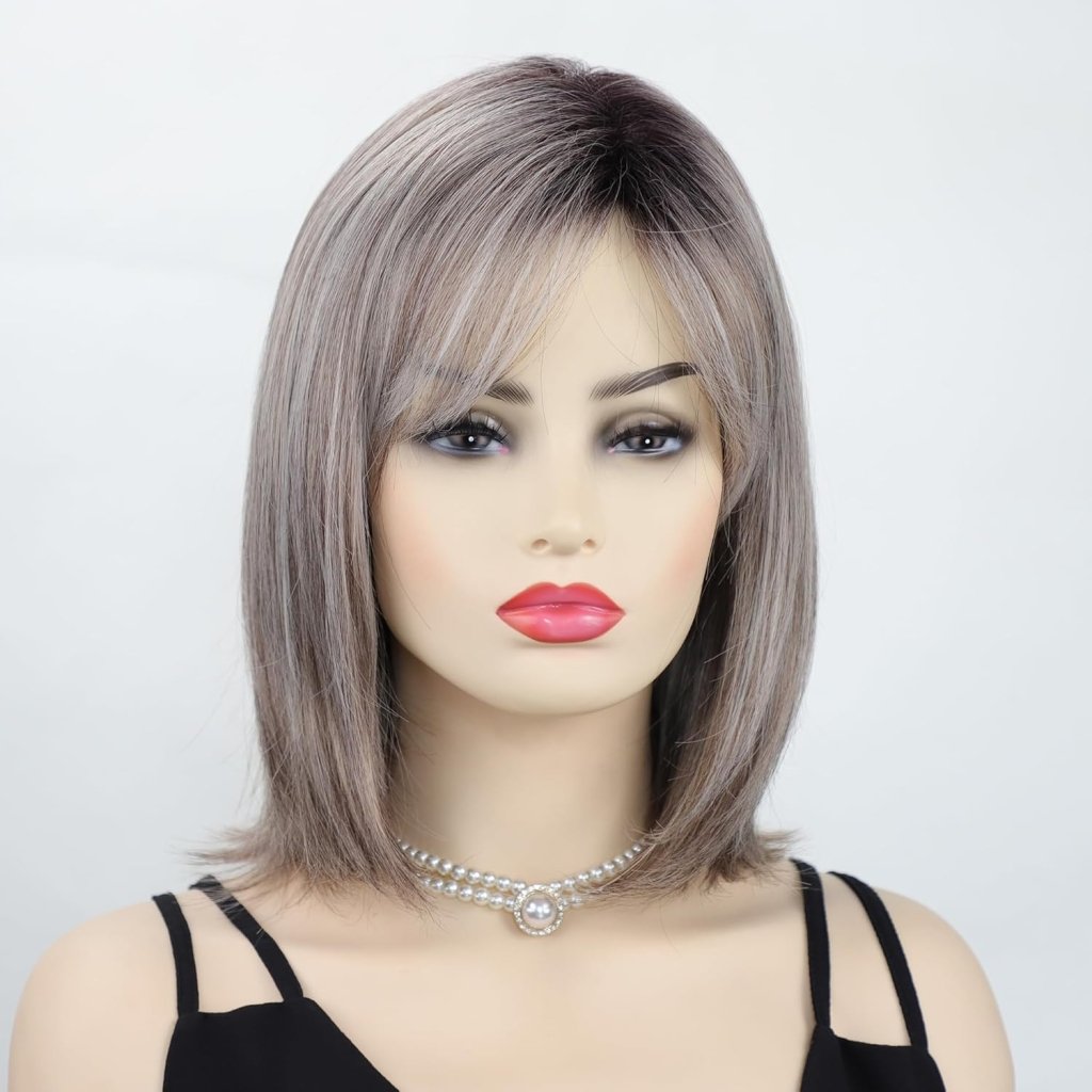 Layered Blonde Bob Wigs for White Women with Bangs Straight Short Hair Wig human hair wigs - Wigtrends