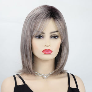 Layered Blonde Bob Wigs for White Women with Bangs Straight Short Hair Wig human hair wigs - Wigtrends