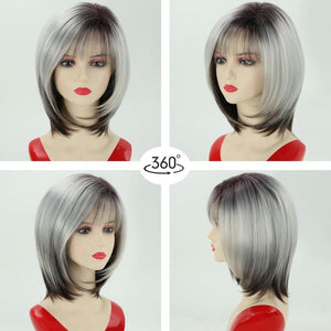 Layered Blonde Bob Wigs for White Women with Bangs Straight Short Hair Wig human hair wigs - Wigtrends