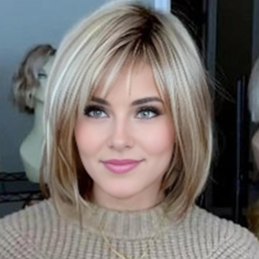 Layered Blonde Bob Wigs for White Women with Bangs Straight Short Hair Wig human hair wigs - Wigtrends