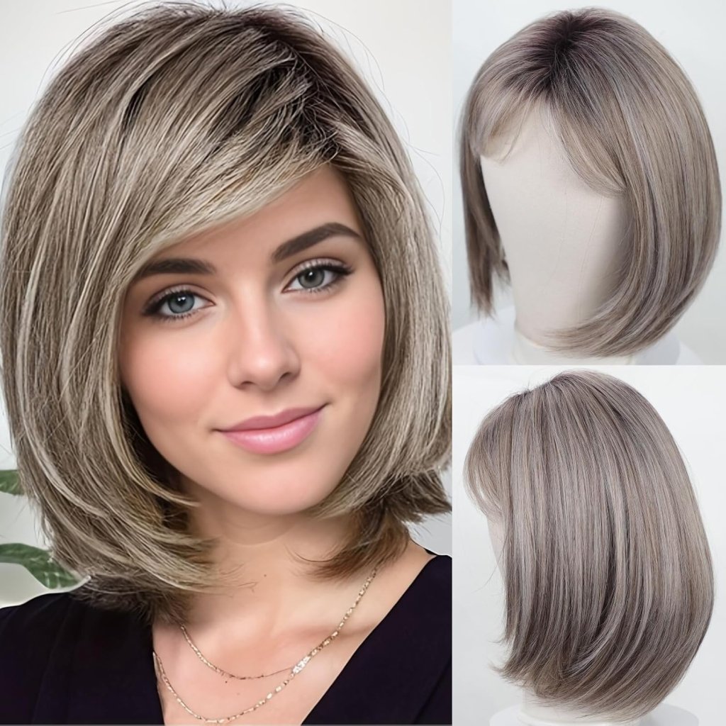 Layered Blonde Bob Wigs for White Women with Bangs Straight Short Hair Wig human hair wigs - Wigtrends