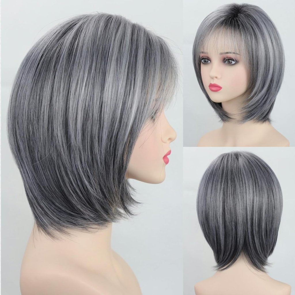 Layered Blonde Bob Wigs for White Women with Bangs Straight Short Hair Wig human hair wigs - Wigtrends