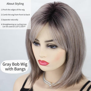 Layered Blonde Bob Wigs for White Women with Bangs Straight Short Hair Wig human hair wigs - Wigtrends