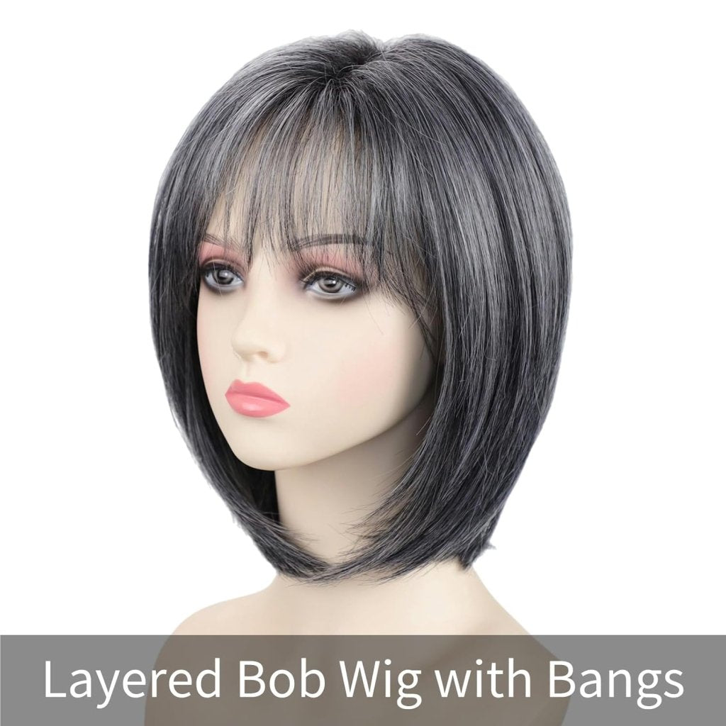 Layered Blonde Bob Wigs for White Women with Bangs Straight Short Hair Wig human hair wigs - Wigtrends