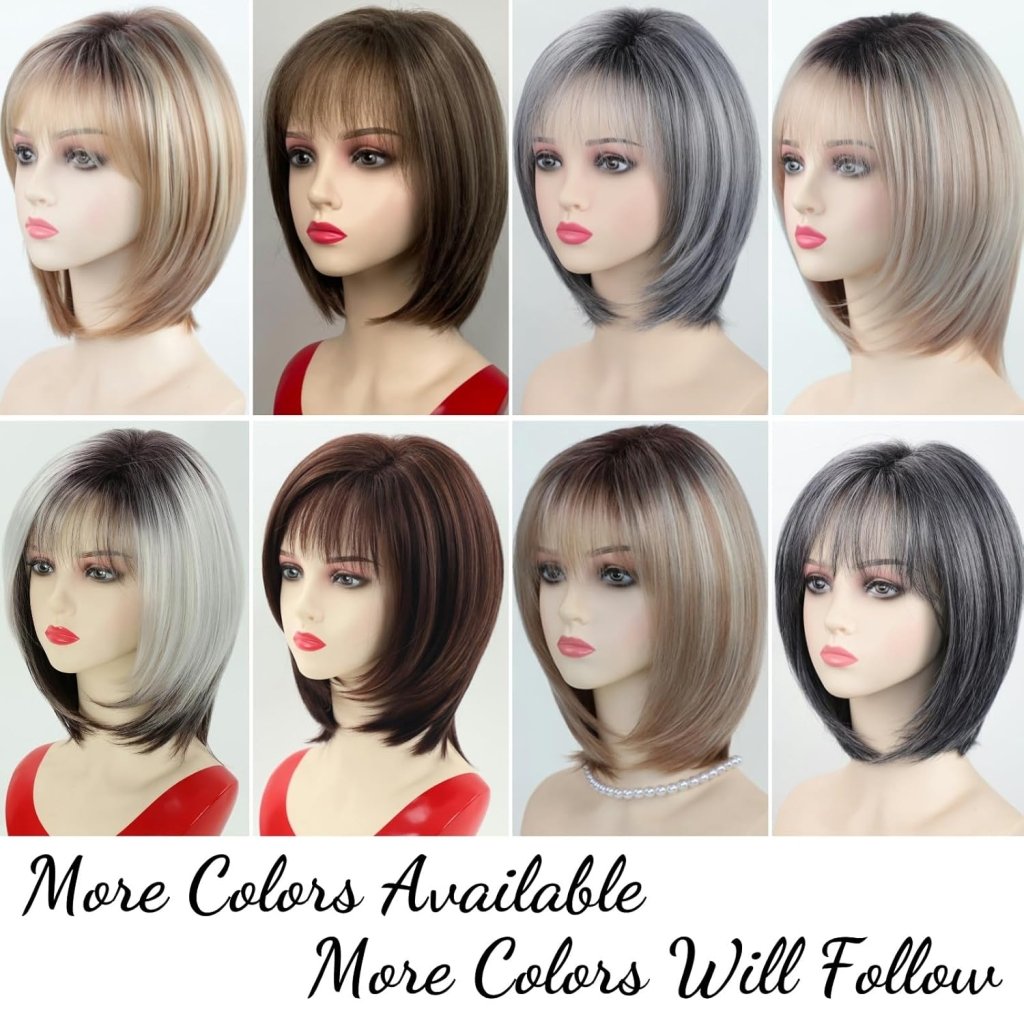 Layered Blonde Bob Wigs for White Women with Bangs Straight Short Hair Wig human hair wigs - Wigtrends