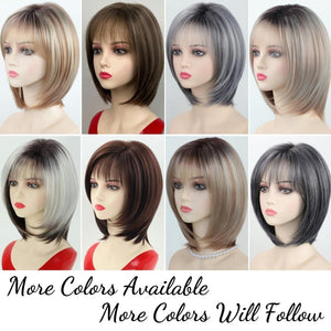 Layered Blonde Bob Wigs for White Women with Bangs Straight Short Hair Wig human hair wigs - Wigtrends