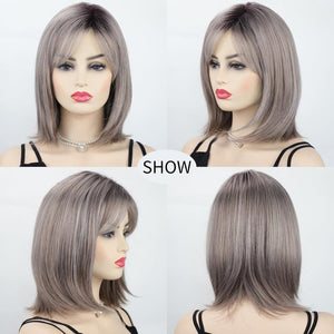 Layered Blonde Bob Wigs for White Women with Bangs Straight Short Hair Wig human hair wigs - Wigtrends