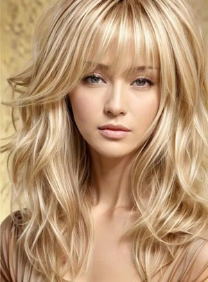 Layered Messy Straight Mid - Length Synthetic Hair Lace Front Cap Wigs 16 Inches - Wigtrends