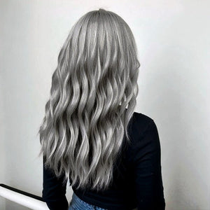 Linktohair Grey Colored Glueless Body Wave With Bangs Human Hair Suitable SP Hair Color - Wigtrends