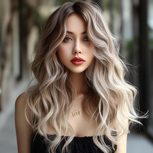 Long Gray Wigs for Women|Ombre Grey wig for Black Women|Synthetic Wigs for Women 23inch - Wigtrends