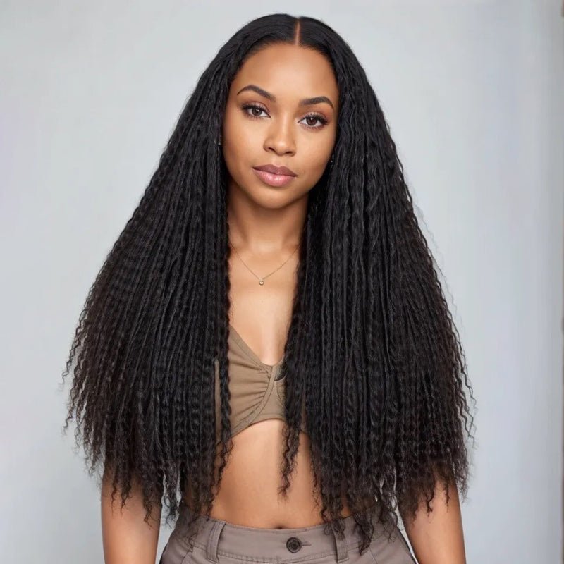 Long Kinky Straight Human Hair Wig – Natural Texture Lace Front Wigs Soft&Lightweight - Wigtrends