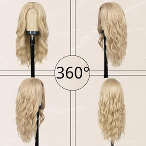 Long Ombre Blonde Wig Middle Part Wavy Women Charming Human Hair Wigs - Wigtrends