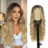 Long Ombre Blonde Wig Middle Part Wavy Women Charming Human Hair Wigs - Wigtrends