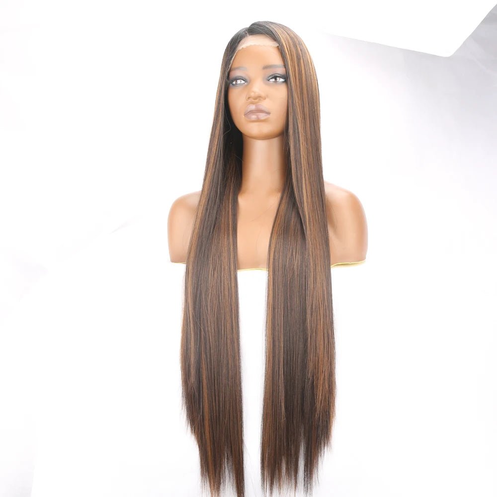 Long Straight Blonde Synthetic Lace Front Wig - Wigtrends