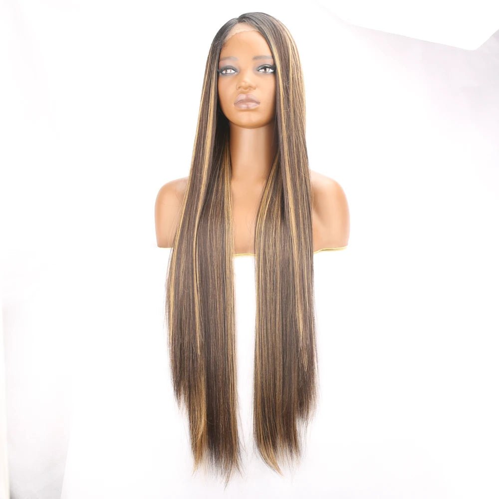 Long Straight Blonde Synthetic Lace Front Wig - Wigtrends