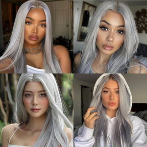 Long Straight Wig Human Hair HD Lace Wig Cosplay Wig for Women - Wigtrends