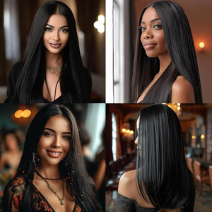 Long Straight Wig Human Hair HD Lace Wig Cosplay Wig for Women - Wigtrends