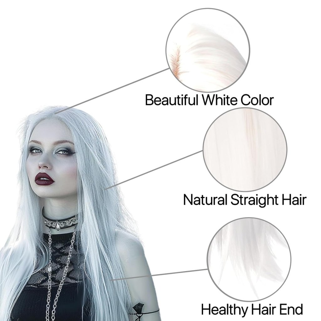 Long Straight Wig Human Hair HD Lace Wig Cosplay Wig for Women - Wigtrends