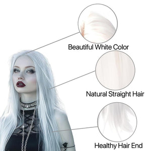 Long Straight Wig Human Hair HD Lace Wig Cosplay Wig for Women - Wigtrends