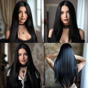 Long Straight Wig Human Hair HD Lace Wig Cosplay Wig for Women - Wigtrends