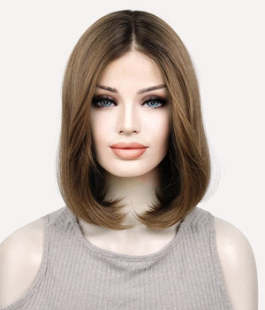 MAPLE MEDIUM BROWN BOB SYNTHETIC LACE FRONT WIG - Wigtrends