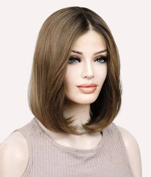 MAPLE MEDIUM BROWN BOB SYNTHETIC LACE FRONT WIG - Wigtrends