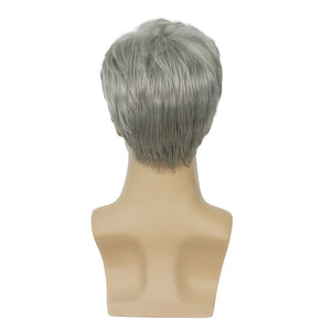 Men Wigs Short Silver Gray Wig Synthetic Heat Resistant Hair Wig - Wigtrends