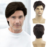 Men Wigs Short Silver Gray Wig Synthetic Heat Resistant Hair Wig - Wigtrends