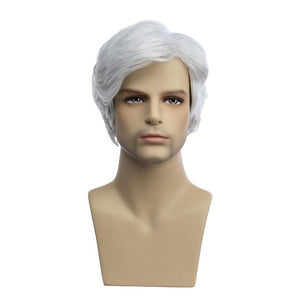 Men Wigs Short Silver Gray Wig Synthetic Heat Resistant Hair Wig - Wigtrends