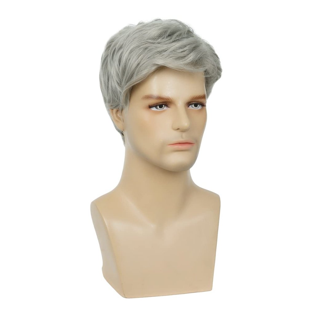 Men Wigs Short Silver Gray Wig Synthetic Heat Resistant Hair Wig - Wigtrends